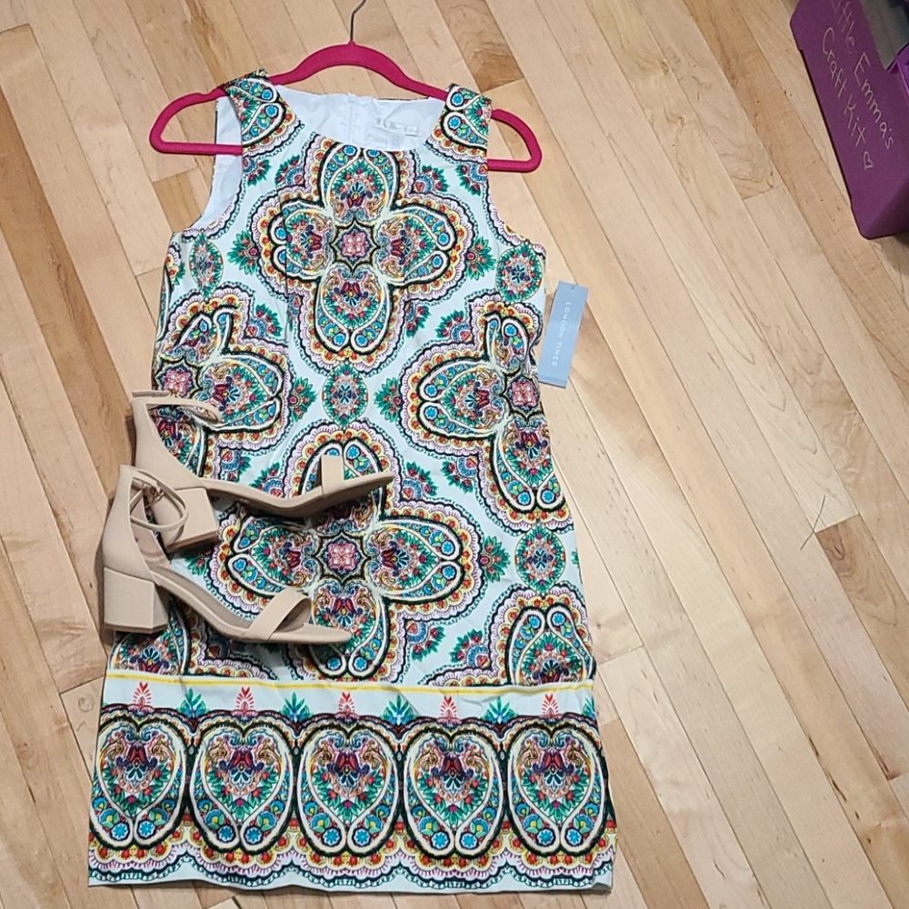 NWT Printed Cocktail Dress Colorful
